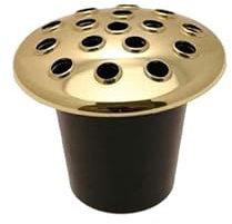 1Buy UK Black or Gold or Silver Lid Plastic Grave Vase Insert Memorial Flower Headstone Holder For Fresh & Artificial Flowers Pots (Gold Lid, 1)