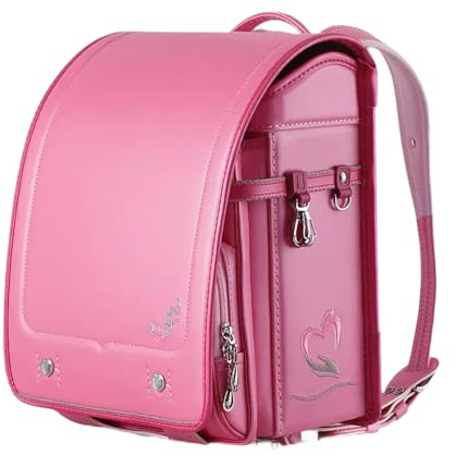 ZCBYBT Ransel Randoseru PU Leder Rucksack Bookbag mit Automatic Lock Große Kapazität Reise Rucksack für Mädchen Jungen,Rosa