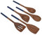 Chef Pomodoro - Kit 5 Pièces Ustensiles De Cuisine en Bois (30,5 Cm) - Cuillères, Spatules et Palettes Antiadhésifs Résistants et Durables (Bleu)