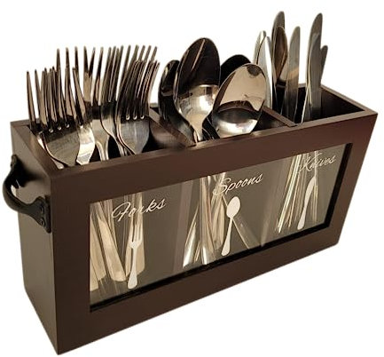 Eden & Rose Home Besteckkorb aus Holz, Braun