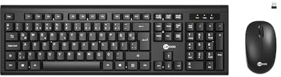 Lecoo KW200 Wireless Turkish Q Keyboard & Mouse Set - QWERTY Turkish Layout Keyboard, 1200DPI Optical Mouse, Win/Mac Compatible, Liquid Spill Resistant, Full Size Turkish Q Keyboard Mouse Set Black