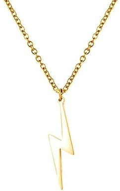 Blitzschlag Bolzen Halskette für Frauen Männer Edelstahl Einfache Street Punk Lightning Bolt Anhänger Halskette Schmuck Inspirational Geschenk für Unisex (Gold)