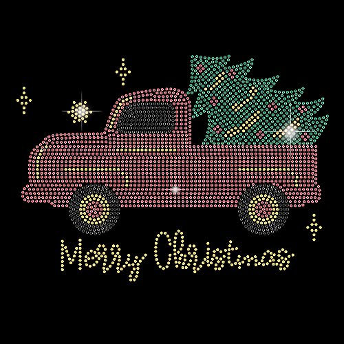 SUPERDANT Weihnachts LKW Strassstein Merry Christmas Deko T Shirt Kristall Wärmeübertragungs Hotfix Strass Bling DIY Aufkleber Zum Aufbügeln Für Kleidung T Shirts JDIY Zubehör