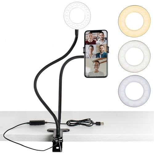 Ring Light Smartphone Holder, 360 ° Rotatory Stand with Adjustable Brightness 10 Level Lighting Mode Ring Light Beauty Light filming light selfie light Tiktok light for Live Stream Makeup Youtube