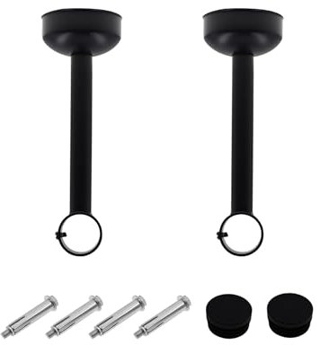 TTZEZE Lot de 2 supports de fixation au plafond en acier inoxydable pour tringle à rideau de douche Noir 20 cm ID 2,6 cm