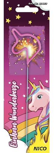 Wunderkerze NICO 7612 Symbolkerze Tortenkerze 13cm nach Wahl Herz,Stern,Einhorn,Kleeblatt (Einhorn)