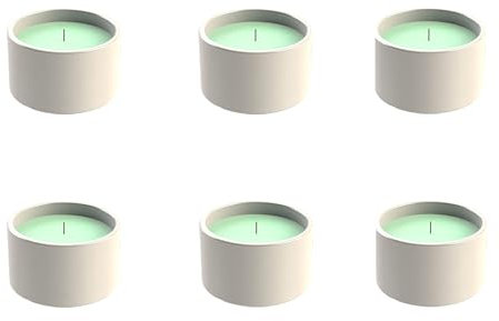Flammschalen Citronella für draußen 6 Stück - Outdoor-Kerzen Terracotta - Für deinen Garten - Feuerschalen im 6er Set, 15 h Brenndauer - Ø 9,8 x H 6,2 cm (grün)