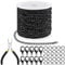Tanstic 102Pcs 30 Feet Jewelry Making Chains Necklace Chains Bulk Cable Link Chain with 50Pcs Jump Rings, 50Pcs Lobster Clasps, Pliers for Bracelet Necklace Making(Black)
