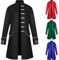 OPAEHJF Manteau gothique Steampunk médiéval pour homme – Costume d'uniforme à simple boutonnage – Manteau d'automne décontracté pour fête d'Halloween (noir, taille 2XL)