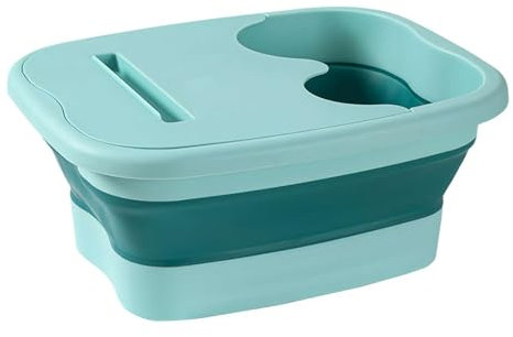 Pool Foot Bath Tray for Swimming Pool, Collapsible Pool Foot Wash Tray with Cover, Durable Plastic Portable Foot Rinse Tub for SPA Pool Entry Above Ground Pool Accessories
