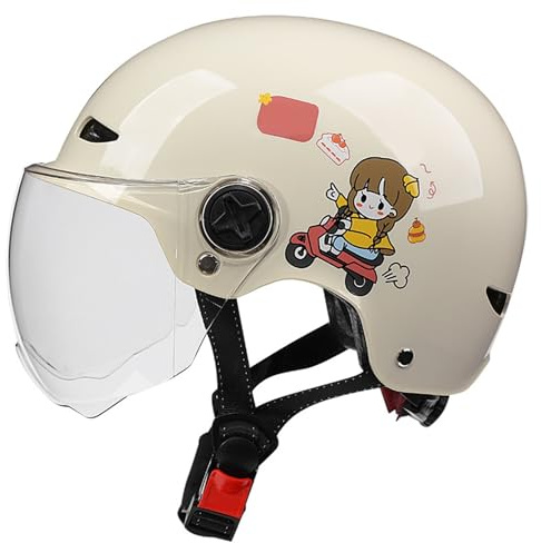 GNIUBBDB Kinder-Motorradhelm mit offenem Gesicht, ECE-geprüfter Rollerhelm mit Visier, Rollerhelm für Jungen und Mädchen im Alter von 3 bis 12 Jahren C,51-56CM
