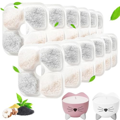 Lot de 12 filtres pour fontaine à eau pour chat compatibles avec la fontaine à boire Catit PIXI, filtre de remplacement pour fontaine pour animaux de compagnie avec système de triple filtration