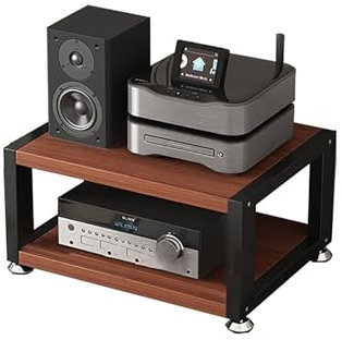 Multifunktionales Ablageregal Audio-Rack Vintage Plattenspieler-Ständer Medienregal Beistelltisch Plattenspieler Regal mit Aufbewahrung für Wohnzimmer Aufnahmestudio Spielzimmer.(Mahogany,40x35x23cm)