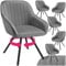 tectake® drehbare Esszimmerstühle mit Armlehne, Schalenstuhl ergonomisch mit Samt Bezug, gesteppt, Stühle drehbar für Wohnzimmer, Esstisch, Arbeitszimmer, Schminktisch, Küchenstühle - 6er Set, grau