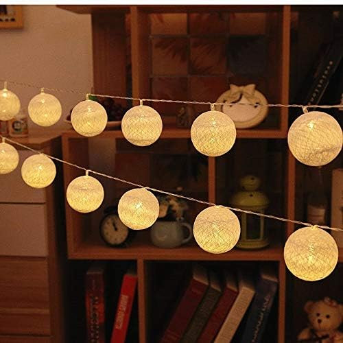 Kariosid LED Cotton Ball String Lights,2.5M/8.2FT Fairy Lights,20LED Battery Powered String Lights,Portable Indoor Fairy Lights for Decoration,Christmas,Party,Bedroom,Patio,Bedroom,Living Room