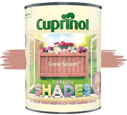 AOC24 Garden Fence Shade Paint - Exterior Wood Paint for Sheds, Fences - Water-Based, Quick Drying 1 Hour - Use on Wood, Terracotta, Stone, Brick - Outdoor Garden (Coral Splash, 1 Liter)
