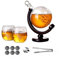 Whiskey Decanter and Glass Set,Global Decanter,Decanter with 2 Wine Glasses and 6 Ice Stones,Glass Gift Sets for Wine Whiskey Scotch Vodka