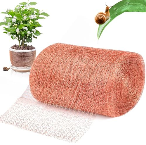 POWZOO Red de Cobre,12,7 cm x 9 m Valla de Cobre,Malla De Cobre Puro,Cerca Trampa para Caracoles,para Huerta de Jardín.