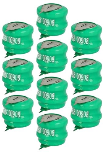 vhbw 10x NiMH Ersatz Knopfzellen-Akku Typ V80H 2-Pins 80mAh 2,4V kompatibel mit Modellbau-Akkus, Solar-Leuchten UVM.
