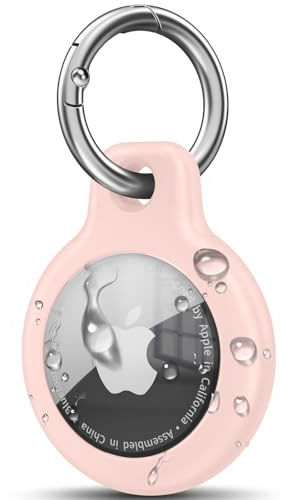 Wanme Airtag Porte Clé, Étuis pour Apple AirTag Coque, Protection Résistante à Scratch, Couvercle étanche, Maisons AirTag avec Couvercle Avant (Rose)