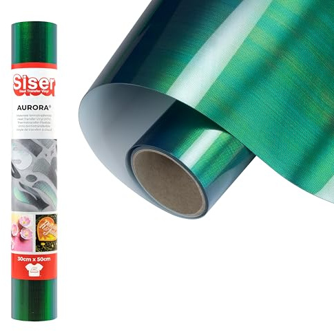 Siser Aurora - Thermovinyl Parakeet Schwarz 30x50 cm, für Textiltransfers mit dem Schneideplotter|Schillerndes Finish. Applikation mit Transferpresse oder Bügeleisen
