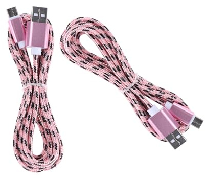 SHOWERORO Câble USB Type-c Tressé Nylon 2 M Charge Rapide Synchronisation Données Usage Mobile Rose Gold