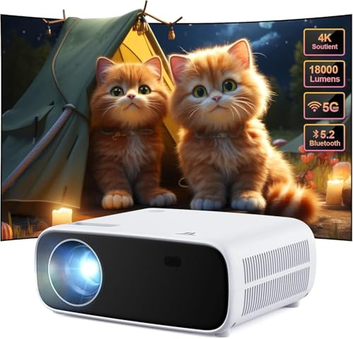 Projecteur avec WiFi Bluetooth, Mini projecteur vidéo pour l'extérieur/la Maison, Full HD Native 1080P, projecteur Portable 4K Home Cinema 18000 lumens, Compatible avec iOS/Android//PS5/TV Stick/X-B