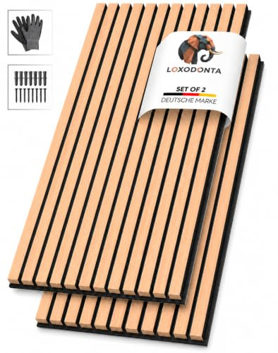 Akustikpaneele Holz, 2er Set, 120 x 60 cm, 1,44 m², Farbe: Sand-Eiche