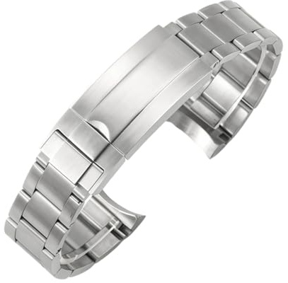 Edelstahl Uhrenarmband Klappverschluss für Rolex Submariner Collection | Verstellbarer Verschluss Gekrümmte Enden Armband der Uhr Casual Dress Herren