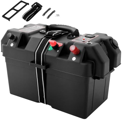 Multi-Functional Battery Box, Portable Smart Battery Box, Dual Usb Ports, with LED Instrument Panel and Fixing Strap, for RVs, Caravans, Campers, Boats, Motorhomes, Yachts