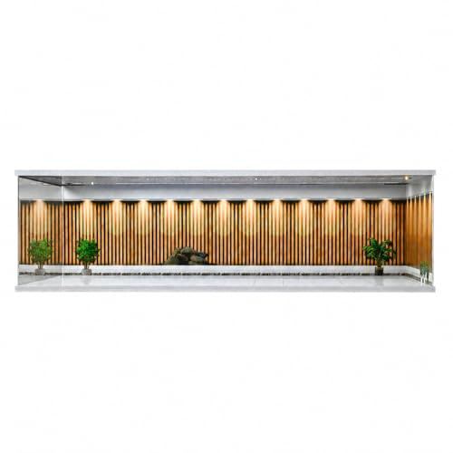 1:18 Diorama Garage Modell,3-farbige LED-Beleuchtung Parkplatz Szene | Display Case für 1/18 Diecast Modellautos Display, Helligkeit einstellbar Große Showroom Vitrine,Gebäudemodell Garage