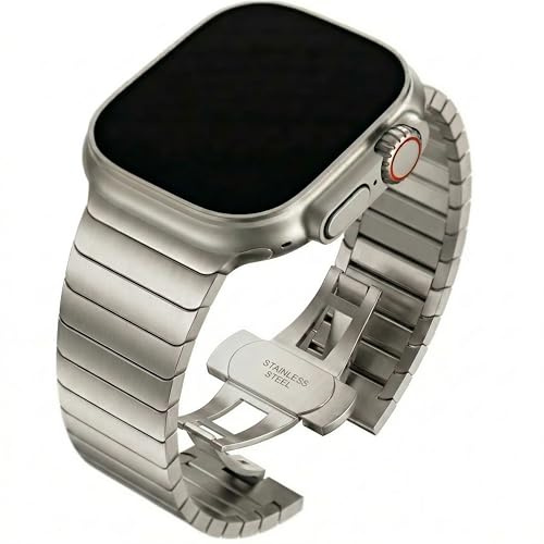 Premium Edelstahl Armband für Apple Watch Series 1-10, SE, Ultra, Metall Uhrenarmband mit Schnellverschluss, 38-49mm, 22mm - Farbe wählbar (Sternenlicht, 42/44/45/49 mm)