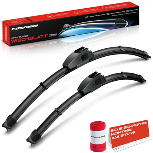 Frankberg 2x Scheibenwischer Wischerblätter 550mm/350mm, Vorne | Kompatibel mit Getz TB, Mirage/Space Star Hatchback A0A; inkl. Verschleißanzeiger und Reinigungstuch