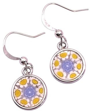 Handgefertigte Muranoglas-Ohrringe, Millefiori-Glas-Tropf-Ohrringe, Muranoglas-Schmuck aus Venedig, Italien, 1 cm Durchmesser, 1cm, Glas, Kein Edelstein