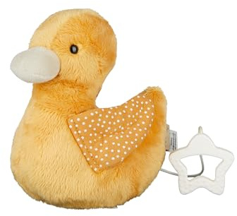 Sterntaler Spieluhr M Ente, Kinder- und Babyspielzeug, samtig weicher Stoff, zum Anbinden, herausnehmbares Spielwerk, Sternengriff, Melodie „Alle Meine Entchen“, 16×16×8 cm, mattgelb