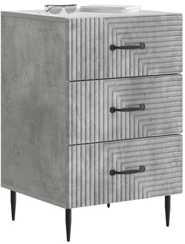 vidaXL Nachttisch Betongrau 43 x 41 x 66,5 cm Holzwerkstoff, Kompakter Nachttisch, rechteckig, Vintage Stil, viel Stauraum, Coole Beistelltisch für kleine Räume