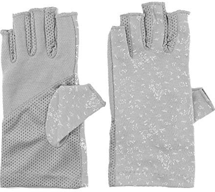 JURUAA damen sunblocker fingerlose handschuhe sommer fahren uv-schutz baumwollhandschuhe einheitsgröße grau