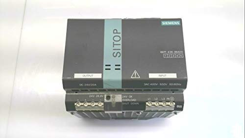 6EP1436-3BA00 | SIEMENS SITOP MODULAR 20A STABILIZED POWER SUPPLY INPUT: 400-500V 3AC OUTPUT: 24VDC/20A