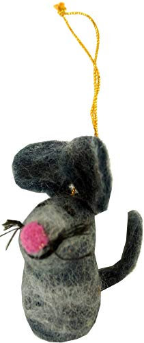 GURU SHOP Filz Anhänger, Filzdekoration, Baumbehang - Maus, Grau, Wolle, 7x4x3 cm, Weihnachtsdeko