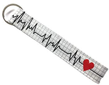 Schlüsselanhänger - EKG - Herz - weiß/rot