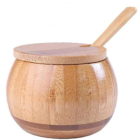 AMOYER Domésticos de Cocina Suministros salero/Cubierta de Madera del Tarro del condimento Botella de Aceite de Oliva Sugar Bowl Cocina condimento Herramientas con la Tapa