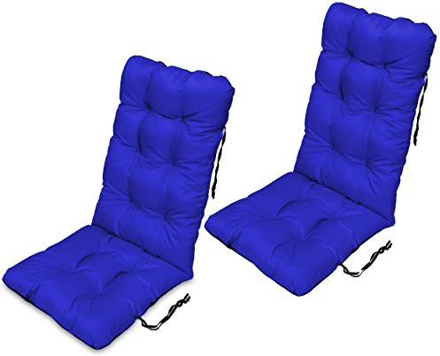 SuperKissen24. Stuhlkissen Sitzkissen und Rückenkissen für stühle - 2er Set 48x123 cm - Outdoor und Indoor - blau