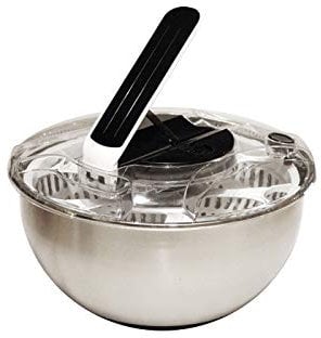 BAUMALU, Essoreuse à salade à piston 28 x 17,5 cm, design pratique, efficacité maximale, grande capacité, facile à utiliser, taille 28 x 17,5 cm, couleur inox, Acier