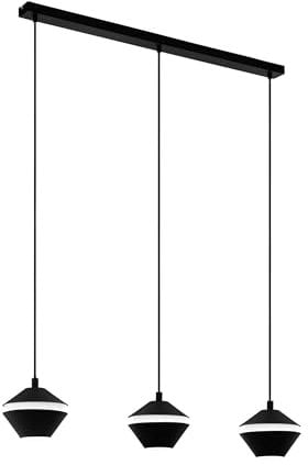 EGLO Pendelleuchte Perpigo, 3 flammige Hängelampe, Hängeleuchte aus Stahl in Schwarz, Esstischlampe, Wohnzimmerlampe hängend mit GU10 Fassung, L 92,5 cm