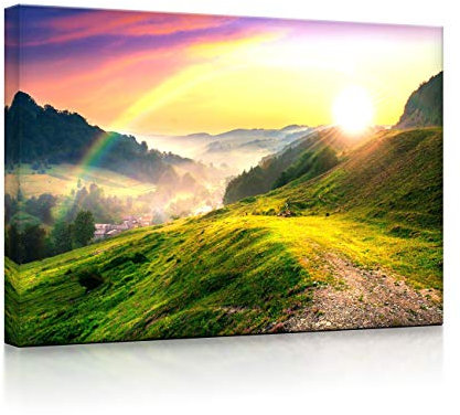 lightbox multicolor | LED Leuchtbilder | Französische Berglandschaft beim Sonnenuntergang | 80x60 cm | Fully Lighted