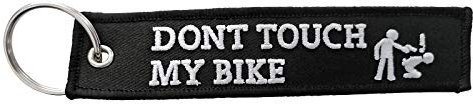 DonJordi Schlüsselanhänger DONT TOUCH MY BIKE bestickt für Biker & Motorradfahrer - Ein toller Anhänger als Geschenk und Glücksbringer aus Stoff