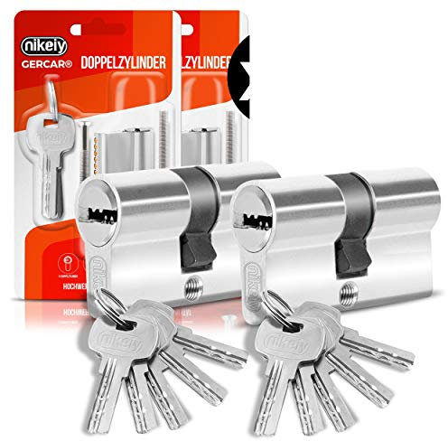 GERCAR Profilzylinder Schließzylinder Zylinderschloss 35/35 Doppelzylinder Türschloss - inkl. 10 Schlüssel - Gleichschließend 2er Set - Länge: 70mm, A:35 B:35-2er Set