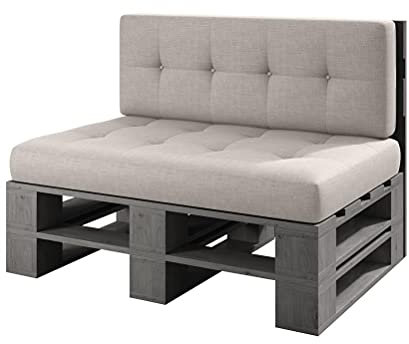 sunnypillow Palettenmöbel Europaletten Indoor und Outdoor Lounge Gartenmöbel Holz Gartenmöbel Set Lounge Möbel Terrasse Balkon Loft Stil Paletten | Grau Bank 120 x 80 cm Höhe : 30 cm