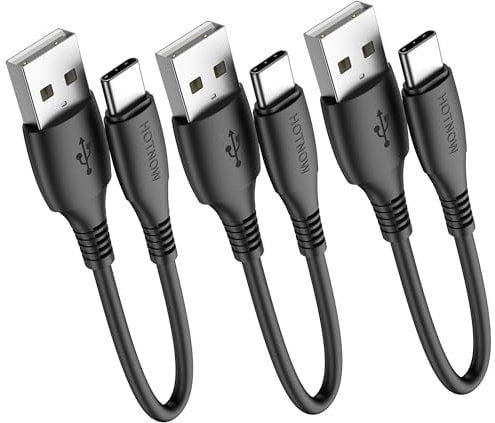 HOTNOW Short USB C Cable 15cm 3 Pieces, 0.15m USB C Charger Cable for iPhone 16 15, Samsung Galaxy S25 S24 S10 S8, Note 9 8, Power Bank and Other USB Type C Devices