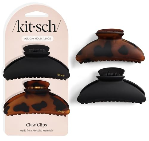 Kitsch Clip artiglio medio in plastica riciclata, per capelli spessi e sottili, set 2pc per donne e ragazze